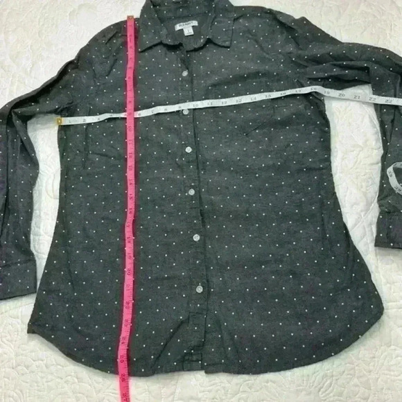 Old Navy The Classic Shirt Polka Dot Button Front Dark Gray - Size‎ SP - Picture 2 of 4